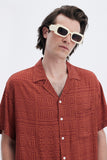 Terracotta Shirt with 'Leone' print, a stylish collaboration by Uberta Zambeletti.