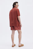 Terracotta Shirt with 'Leone' print, a stylish collaboration by Uberta Zambeletti.