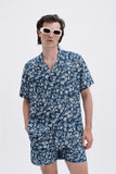 Blue Shirt with 'Le Bel Été' print, a stylish collaboration by Edith Carron.