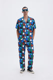 Blue Shirt with 'Hellas' print, a stylish collaboration by Julie Safirstein.
