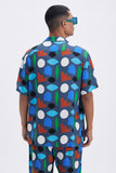 Blue Shirt with 'Hellas' print, a stylish collaboration by Julie Safirstein.