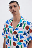 White Shirt with 'Hellas' print, a stylish collaboration by Julie Safirstein.