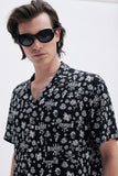 Black Shirt with 'Mexican Birds' print, a stylish collaboration by Marion Deuchars.