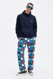 Blue Hoodie with 'Hellas' print, a stylish collaboration by Julie Safirsterin.