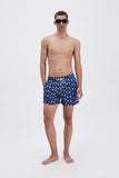 Blue Swim Shorts with 'La Plage' print, a stylish collaboration by Matías Larrain.