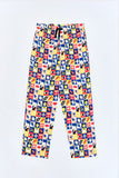 Blue Iconic Pants with 'Joie de Vivre' print, a stylish collaboration by Alice Hoffmann.