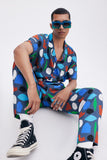 Blue Pants with 'Hellas' print, a stylish collaboration by Julie Safirstein.