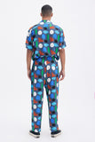 Blue Pants with 'Hellas' print, a stylish collaboration by Julie Safirstein.