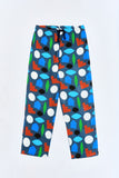 Blue Pants with 'Hellas' print, a stylish collaboration by Julie Safirstein.